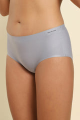 Women's Silver Solid Elasticated Mid Rise Panty