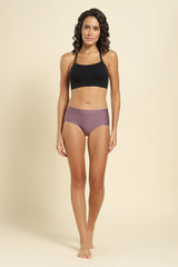 Women's Purple Solid Elasticated Mid Rise Panty