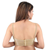 Women's Gold Shimmer Padded Back Open Sleeveless Saree Blouse