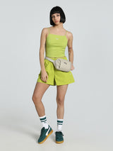 Womens Green Casual Solid Sleeveless Top