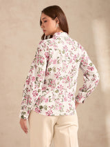 Women's Multicolor Party Floral Full Sleeves Shirt