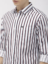 Men's Slim Fit Multi Striped Full Sleeves Cutaway Collar Casual Shirt