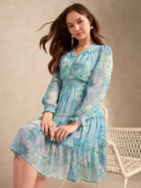 Women's Blue Casual A-Line Dress