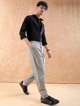 Men's Relaxed Cropped Solid Mid Rise Stretchable Trousers