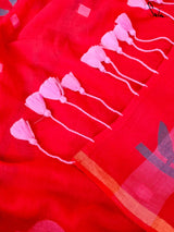 Women's Red Cotton Saree
