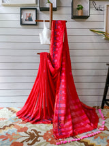 Women's Red Cotton Saree