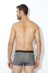 Men's Grey Regular Fit 4 Way Stretch 3D Logo Waistband Solid Tactel Trunk - Pack of 1