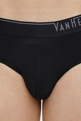 Men's Black Regular Fit 4 Way Stretch Body Defining Fit Solid Brief - Pack of 1