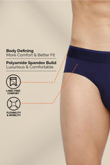 Men's Black Regular Fit 4 Way Stretch Body Defining Fit Solid Brief - Pack of 1