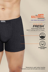 Men's Pure Black, Dark Grey,Peat Combed Cotton Solid Anti Bacterial Boxer Briefs - Pack of 3
