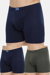 Men's Multicolor Boxer Briefs - 100% Cotton Anti Bacterial, Moisture Wicking - Pack of 3