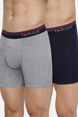 Men's Multicolor Solid Anti Bacterial & Colour Fresh Boxer Briefs - Dark Navy & Grey - Pack of 2