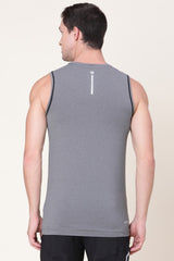 Men's Grey Regular Fit Swift Dry Odour Shield Solid Vest - Pack of 1