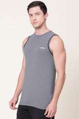 Men's Grey Regular Fit Swift Dry Odour Shield Solid Vest - Pack of 1