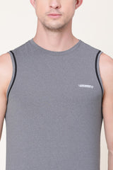 Men's Grey Regular Fit Swift Dry Odour Shield Solid Vest - Pack of 1