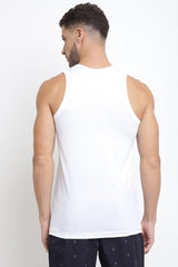 Men's White Sport Regular Fit Ultra Soft Wider Straps Solid Vest - Pack of 2