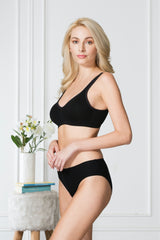 Women's Black Solid Hook Bra