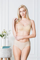 Women's Peach Solid Hook Bra