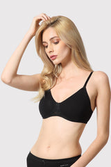 Women's Black Solid Hook Bra