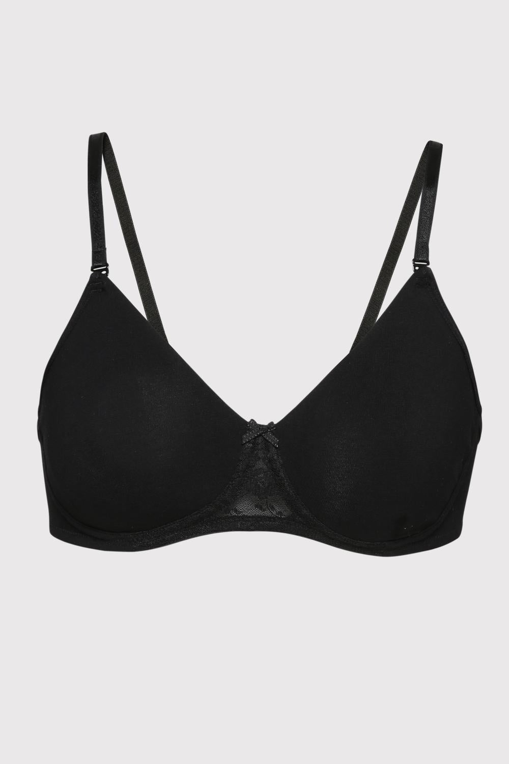 Women's Black Solid Hook Bra