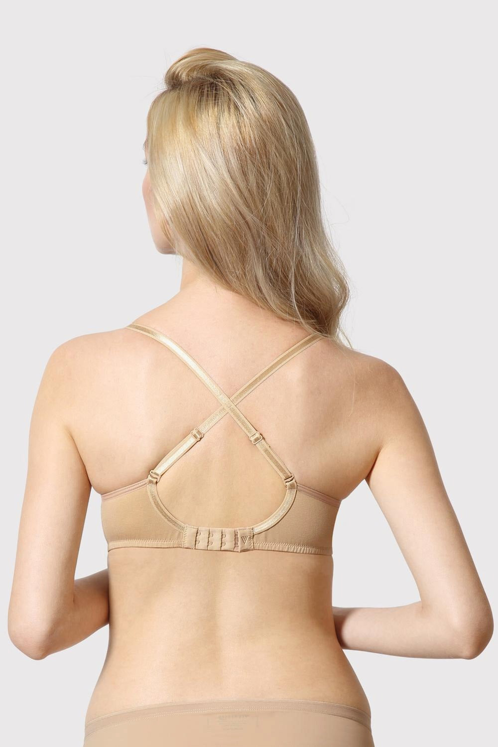 Women's Peach Solid Hook Bra