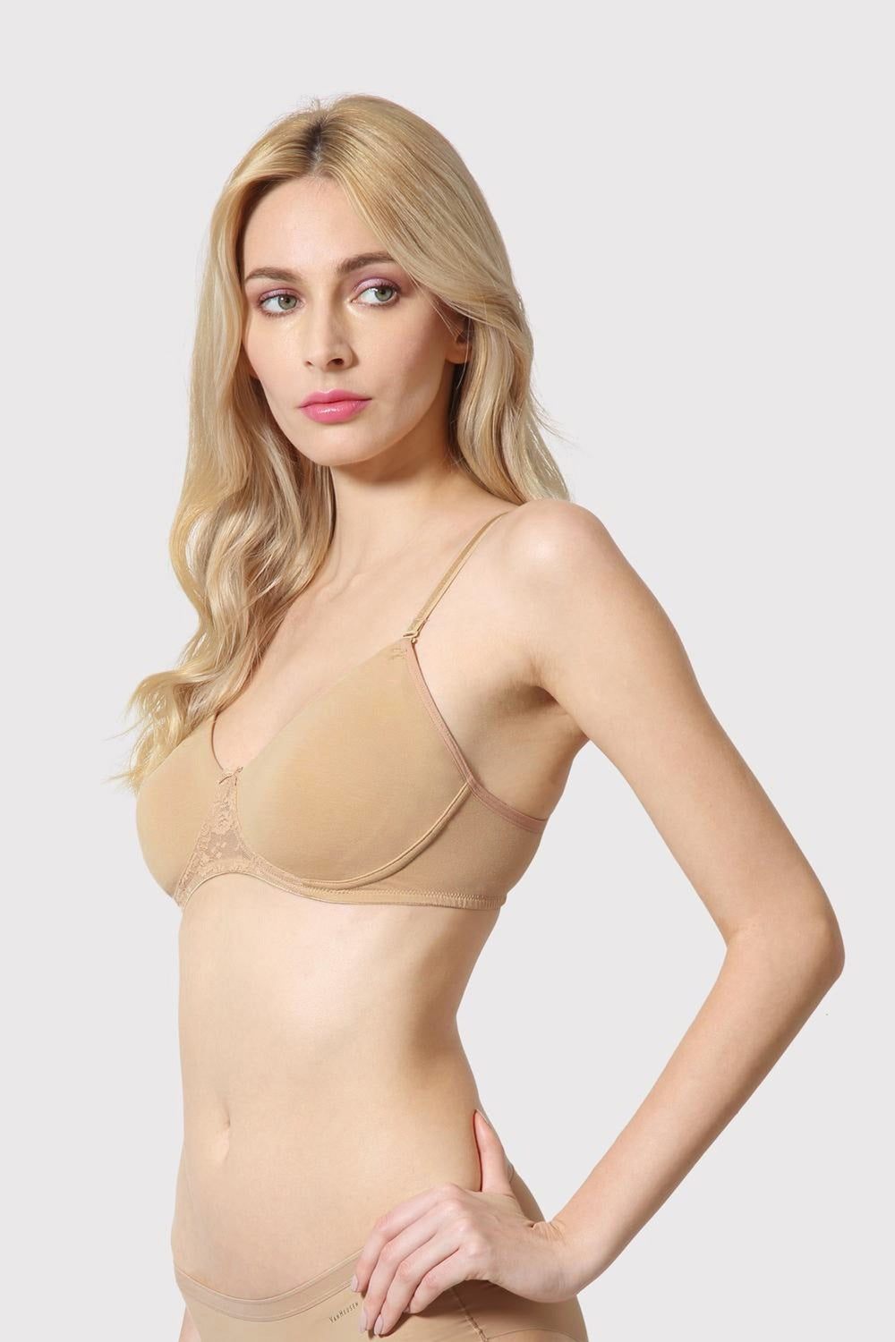 Women's Peach Solid Hook Bra