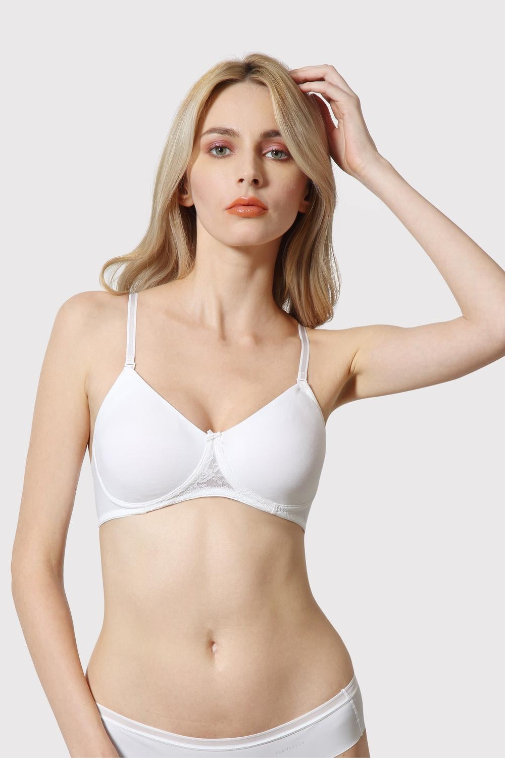 Women's White Solid Hook Bra