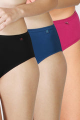 Women's Assorted Solid Elasticated Mid Rise Panty - Pack of 3