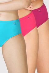 Women's Assorted Solid Elasticated Mid Rise Panty - Pack of 3