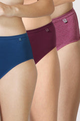 Women's Assorted Solid Elasticated Mid Rise Panty - Pack of 3