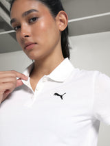 Womens White Casual Regular Half Sleeves Polo Tshirt