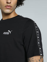 Mens Black Casual Regular Fit Half Sleeves Tshirt