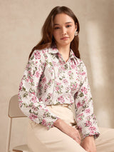 Women's Multicolor Party Floral Full Sleeves Shirt