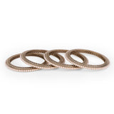 Women's Glimmery Pearl Antique Gold Plated Bangles - Set of 4