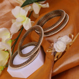 Women's Glimmery Pearl Antique Gold Plated Bangles - Set of 4