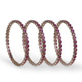 Women's Desirable Oval Pink Crystal Antique Gold Plated Bangles - Set of 4
