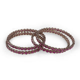 Women's Desirable Oval Pink Crystal Antique Gold Plated Bangles - Set of 4