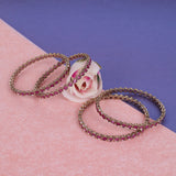 Women's Desirable Oval Pink Crystal Antique Gold Plated Bangles - Set of 4