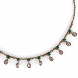 Women's Eye-Catchy Oval Shape Brown Crystal Gold Plated Matinee Necklace Set(Mala)