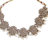Women's Admirable Oval Shape and Flower Desing Silver Antique Gold Plated Choker Jewellery Set