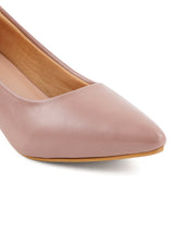 Women's Peach Casual Slip-On Heels
