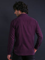 Men's Maroon Casual Slim Fit Solid Full Sleeves Shirt