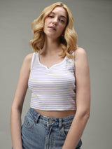 Women's Purple Casual Fitted Striped Top