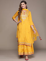 Women's Yellow Kurta Set with Dupatta