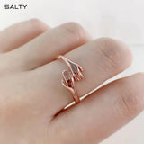 Women's Rose Gold Hug Promise Ring - Adjustable - Anti Tarnish