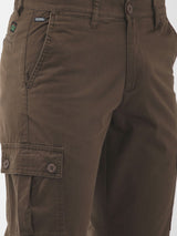 Men's Slim Fit Solid Mid Rise Cuffed Cargos