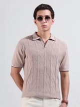 Men's Slim Fit Textured Polo Collar Tshirt