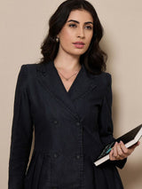 Women's Black Collar Blazer Dress