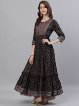 Women's Black Embroidered Anarkali Kurta