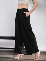 Women's Black Casual Solid Flared Fit Pants